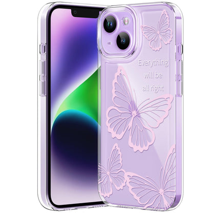 Compatible with iPhone 12 Case, Clear Case with Cute Butterfly Pattern Design for Girls Women, Slim Soft TPU Shockproof Protective Aesthetic Cover for iPhone 12 (Light Purple Butterfly)
