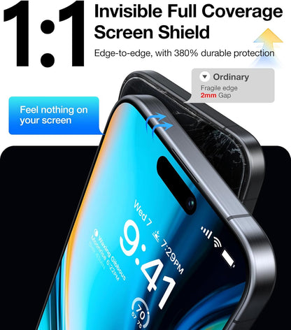UltraGlass 9H+ Glass for iPhone 15 Pro Max Privacy Screen Protector [Invisible Privacy Armor] Screen Protector 15 Pro Max Tempered [Full Coverage & Longest Durable] 15 Pro Max, 2 Pack