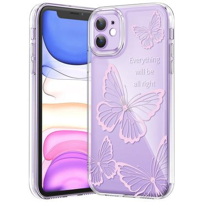iPhone Clear Case with Cute Butterfly Pattern Design for Girls Women, Slim Soft TPU Shockproof Protective Aesthetic Cover for iPhones (Light Purple Butterfly) - Authentic Apple Products.