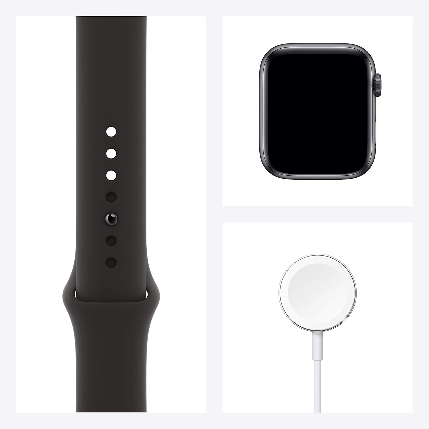 Apple Watch Series 6 (GPS, 44mm) - Space Gray Aluminum Case with Black Sport Band (Renewed) - Authentic Apple Products.