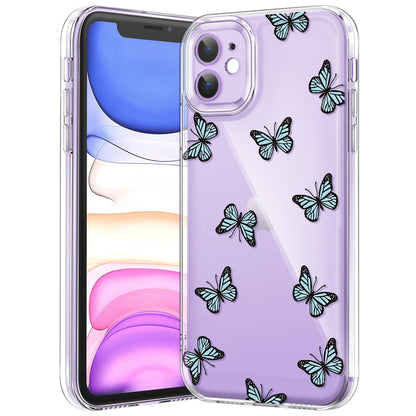 iPhone Clear Case with Cute Butterfly Pattern Design for Girls Women, Slim Soft TPU Shockproof Protective Aesthetic Cover for iPhones (Light Purple Butterfly) - Authentic Apple Products.
