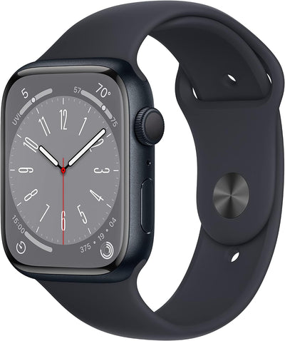 Apple Watch Series 8 (GPS, 45mm) Midnight Aluminum Case with Midnight Sport Band (Renewed Premium) - Authentic Apple Products.