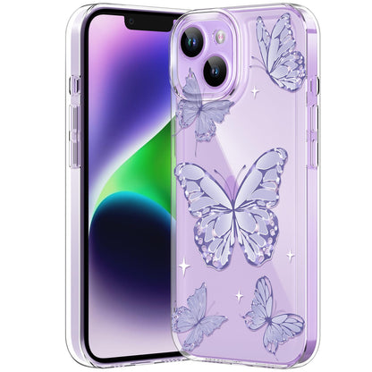 iPhone Clear Case with Cute Butterfly Pattern Design for Girls Women, Slim Soft TPU Shockproof Protective Aesthetic Cover for iPhones (Light Purple Butterfly) - Authentic Apple Products.