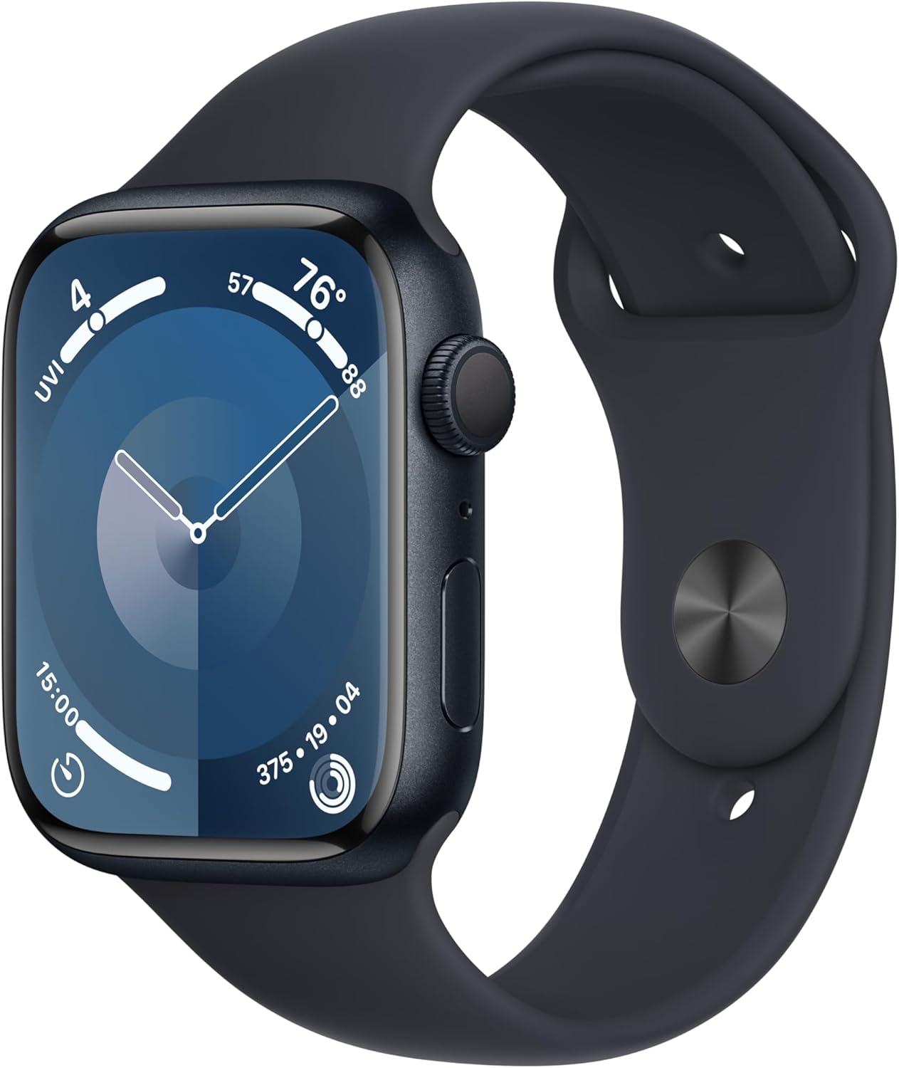 Apple Watch Series 9 [GPS 45mm] Midnight Aluminum Case with Midnight Sport Band, S/M (Renewed) - Authentic Apple Products.