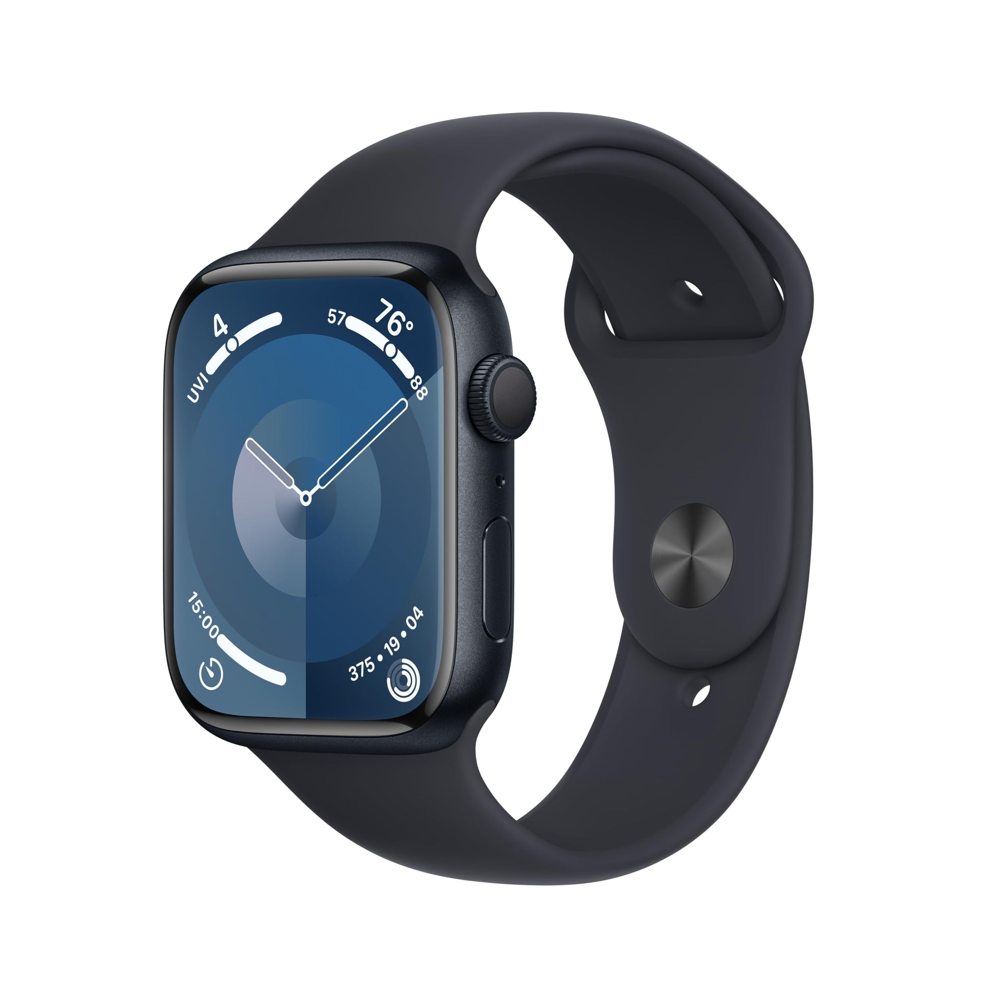 Apple Watch Series 9 [GPS 45mm] Midnight Aluminum Case with Midnight Sport Band, S/M (Renewed) - Authentic Apple Products.