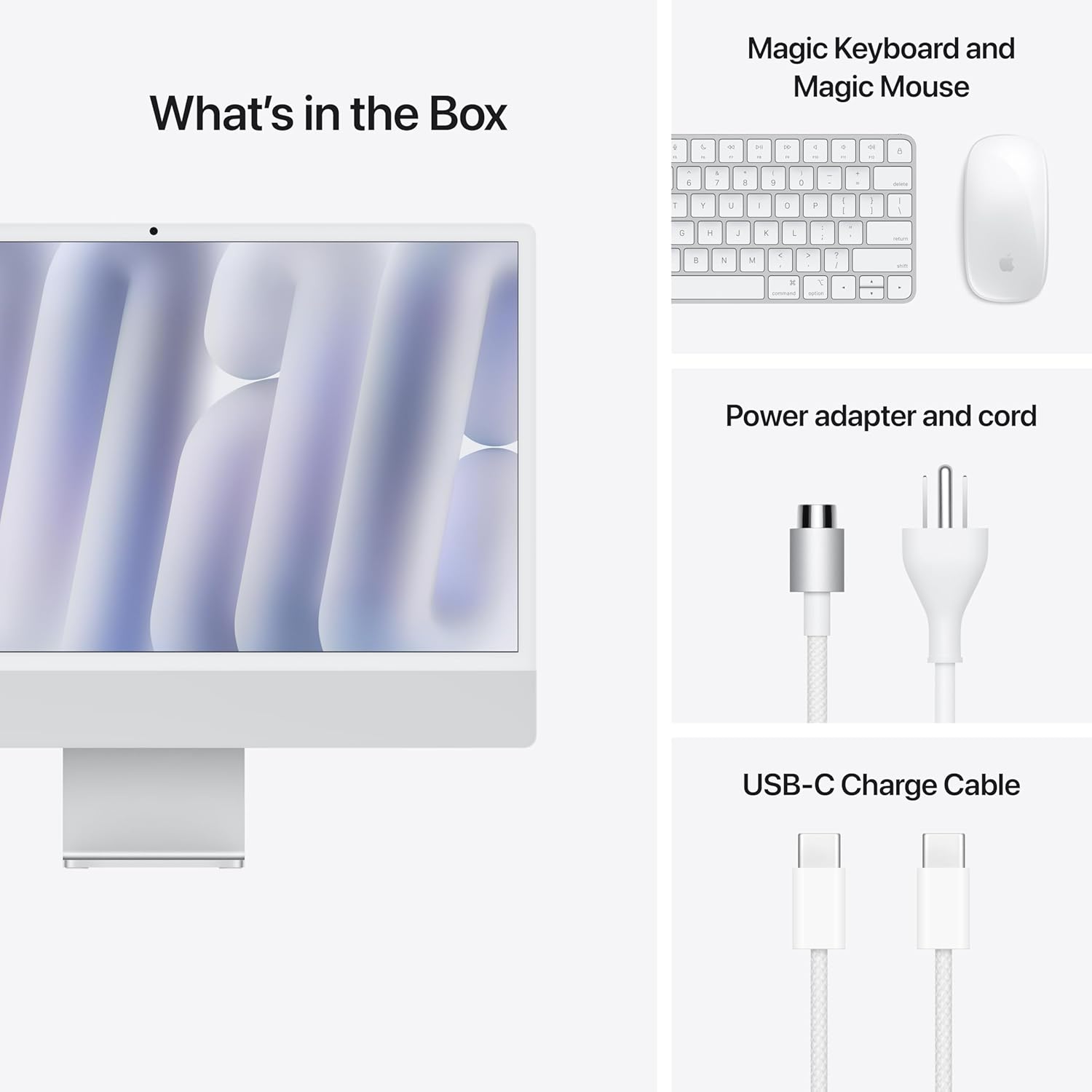 Apple 2024 iMac All-in-One Desktop Computer with M4 chip with 8-core CPU and 8-core GPU: Built for Apple Intelligence, 24-inch Retina Display, 16GB Unified Memory, 256GB SSD Storage; Silver - Authentic Apple Products.