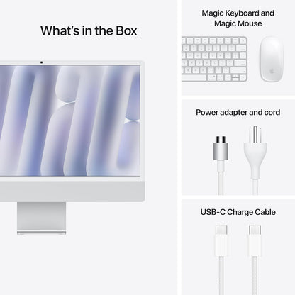 Apple 2024 iMac All-in-One Desktop Computer with M4 chip with 8-core CPU and 8-core GPU: Built for Apple Intelligence, 24-inch Retina Display, 16GB Unified Memory, 256GB SSD Storage; Silver - Authentic Apple Products.