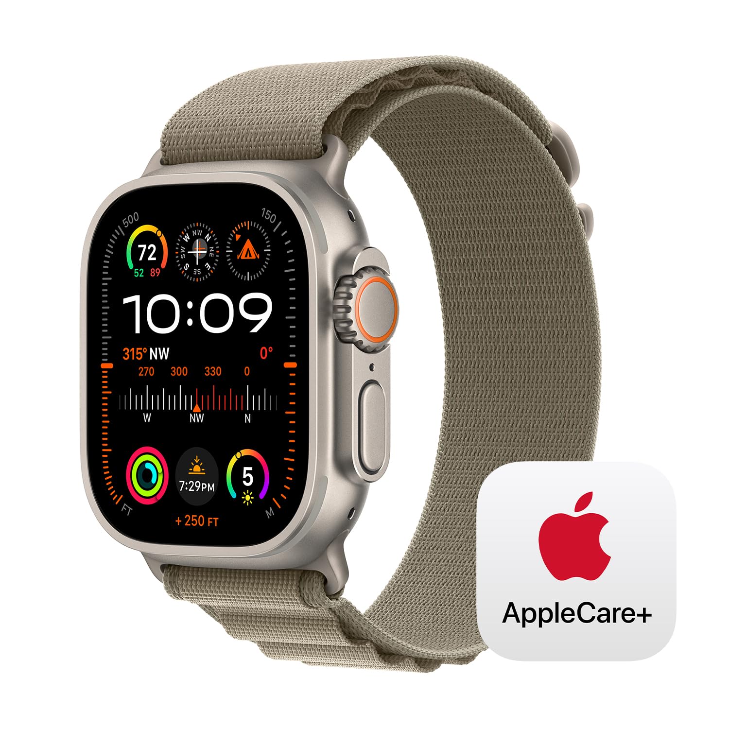 Apple Watch Ultra 2 [GPS + Cellular 49mm] Smartwatch with Rugged Titanium Case & Green/Grey Trail Loop S/M. Fitness Tracker, Precision GPS, Action Button, Extra-Long Battery Life