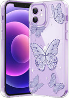 iPhone Clear Case with Cute Butterfly Pattern Design for Girls Women, Slim Soft TPU Shockproof Protective Aesthetic Cover for iPhones (Light Purple Butterfly) - Authentic Apple Products.