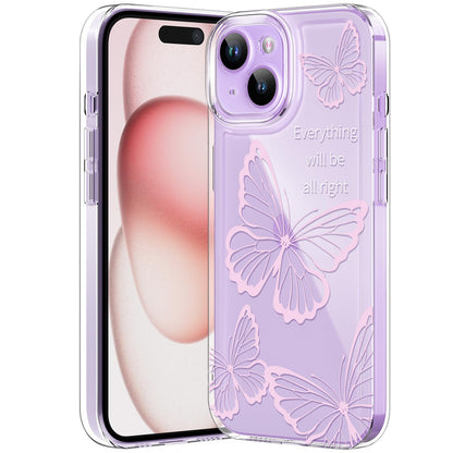 Compatible with iPhone 12 Case, Clear Case with Cute Butterfly Pattern Design for Girls Women, Slim Soft TPU Shockproof Protective Aesthetic Cover for iPhone 12 (Light Purple Butterfly)