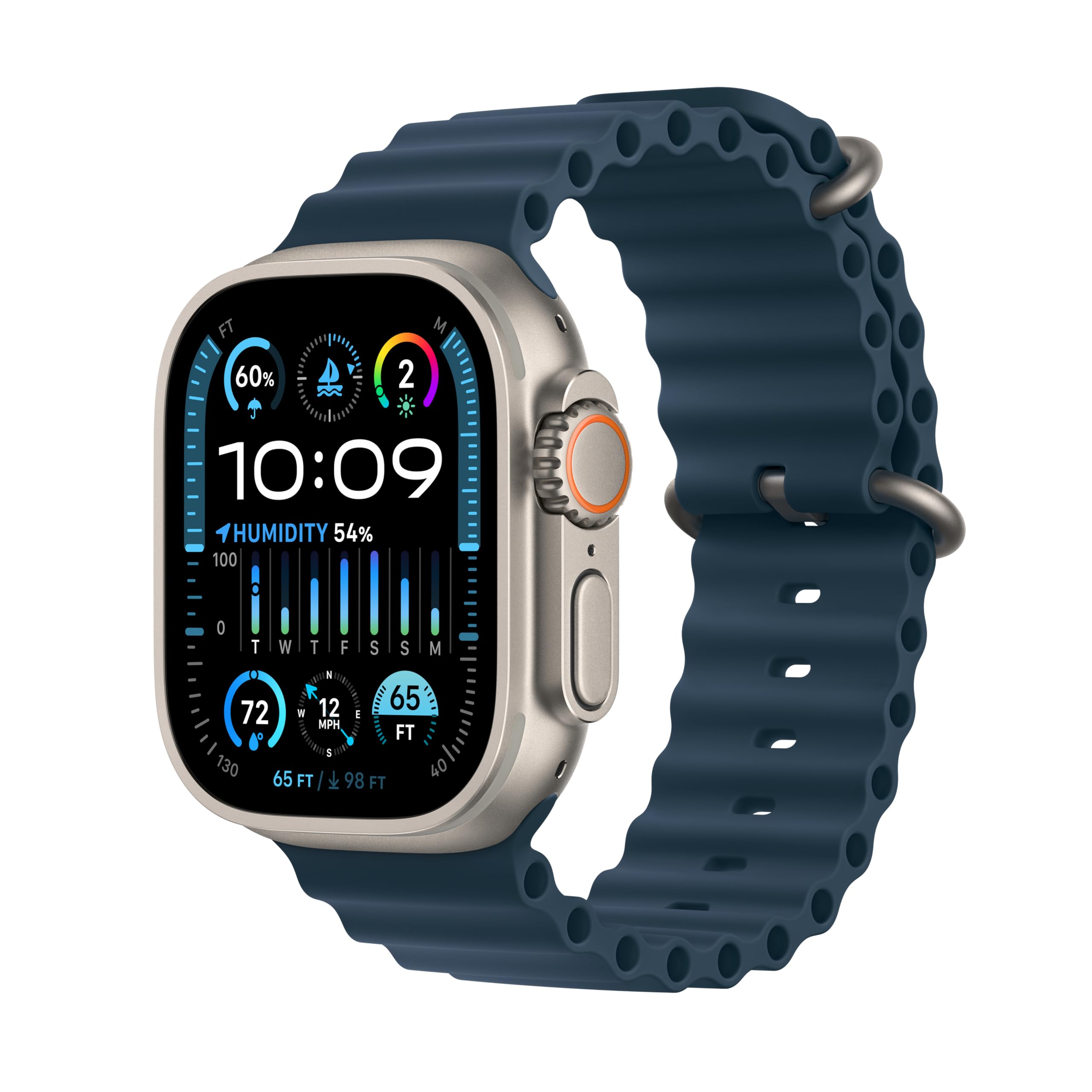 Apple Watch Ultra 2 [GPS + Cellular 49mm] Smartwatch with Rugged Titanium Case & Green/Grey Trail Loop S/M. Fitness Tracker, Precision GPS, Action Button, Extra-Long Battery Life