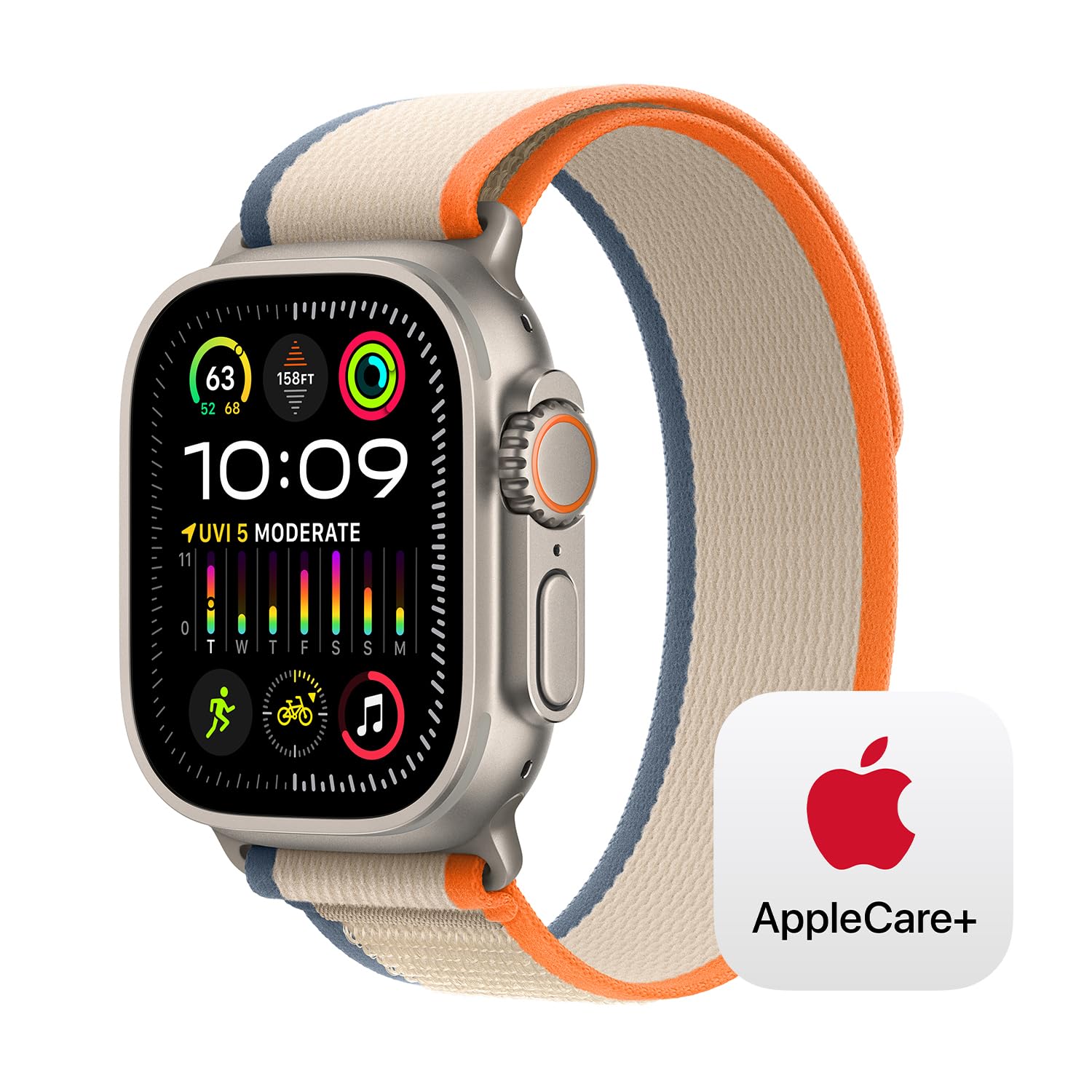 Apple Watch Ultra 2 [GPS + Cellular 49mm] Smartwatch with Rugged Titanium Case & Green/Grey Trail Loop S/M. Fitness Tracker, Precision GPS, Action Button, Extra-Long Battery Life