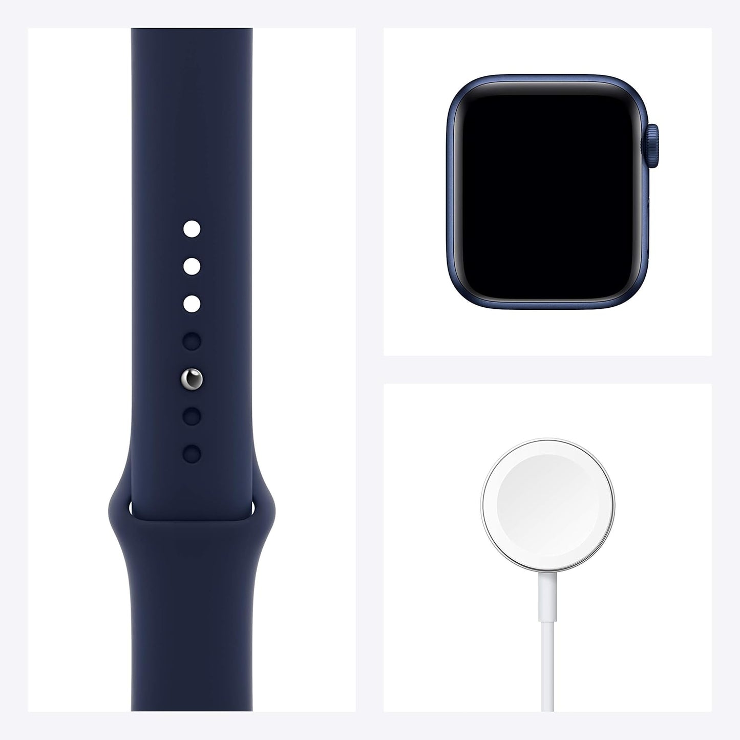 Apple Watch Series 6 (GPS, 40mm) - Blue Aluminum Case with Deep Navy Sport Band (Renewed) - Authentic Apple Products.