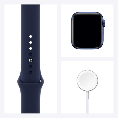 Apple Watch Series 6 (GPS, 40mm) - Blue Aluminum Case with Deep Navy Sport Band (Renewed) - Authentic Apple Products.