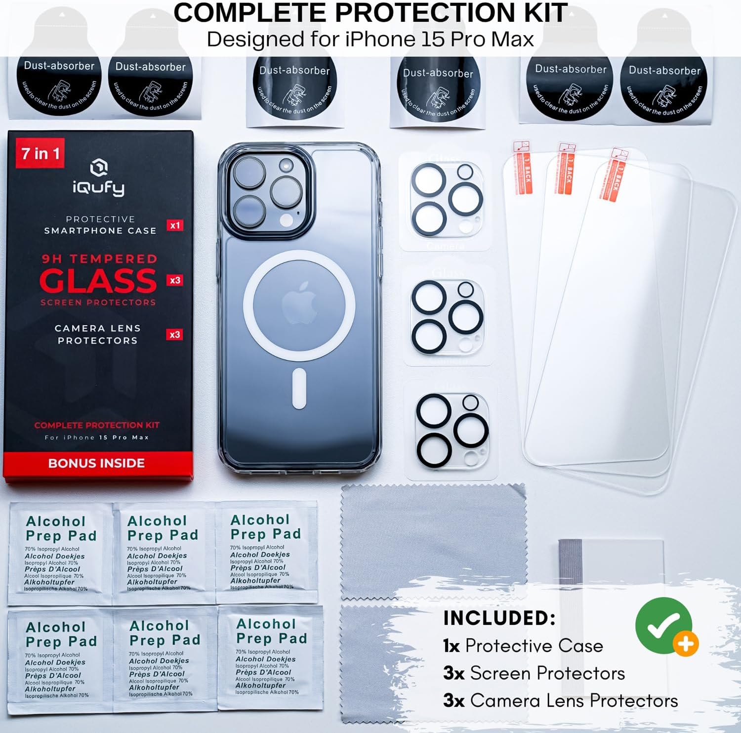 7-in-1 iPhone 15 Pro Max 3X Screen Protection - Authentic Apple Products.