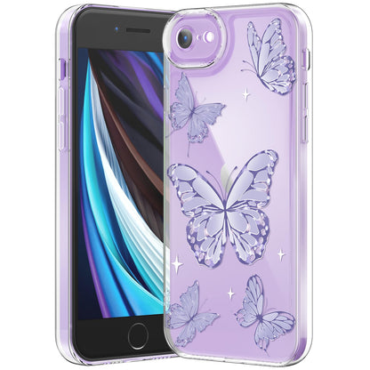 Compatible with iPhone 12 Case, Clear Case with Cute Butterfly Pattern Design for Girls Women, Slim Soft TPU Shockproof Protective Aesthetic Cover for iPhone 12 (Light Purple Butterfly)