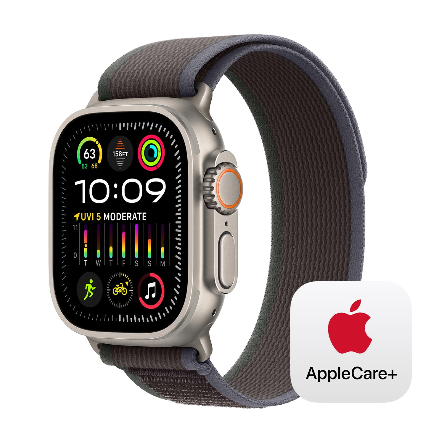 Apple Watch Ultra 2 [GPS + Cellular 49mm] Smartwatch with Rugged Titanium Case & Green/Grey Trail Loop S/M. Fitness Tracker, Precision GPS, Action Button, Extra-Long Battery Life - Authentic Apple Products.