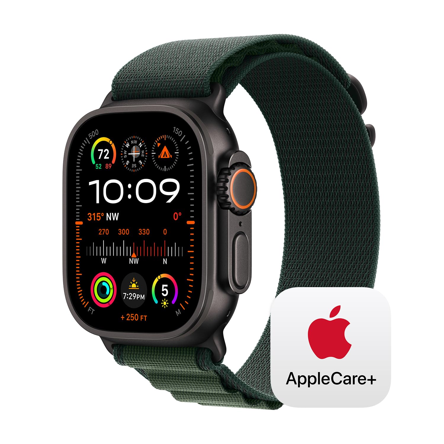 Apple Watch Ultra 2 [GPS + Cellular 49mm] Smartwatch with Rugged Titanium Case & Green/Grey Trail Loop S/M. Fitness Tracker, Precision GPS, Action Button, Extra-Long Battery Life