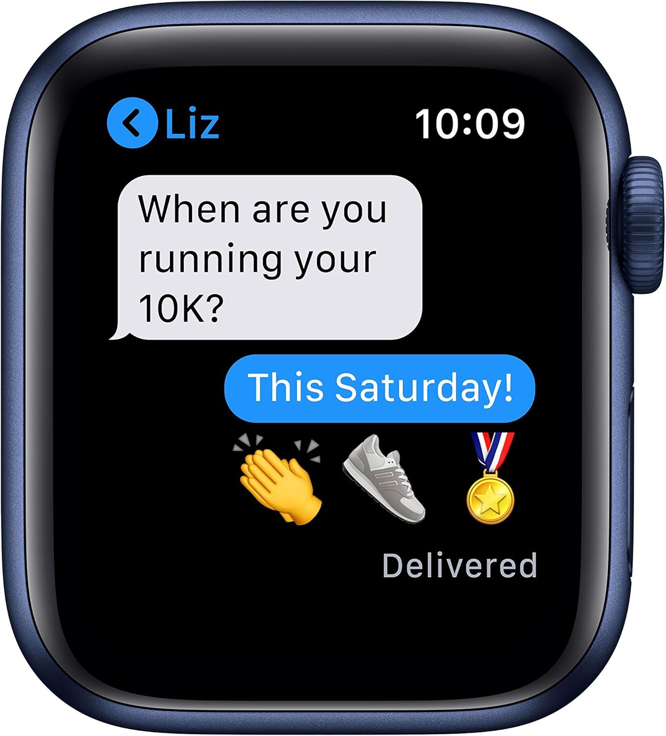 Apple Watch Series 6 (GPS, 40mm) - Blue Aluminum Case with Deep Navy Sport Band (Renewed) - Authentic Apple Products.