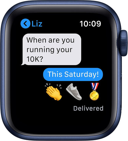 Apple Watch Series 6 (GPS, 40mm) - Blue Aluminum Case with Deep Navy Sport Band (Renewed) - Authentic Apple Products.