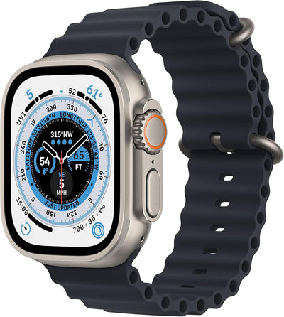 Apple Watch Ultra [GPS + Cellular 49mm] Titanium Case with Midnight Ocean Band, One Size (Renewed Premium) - Authentic Apple Products.