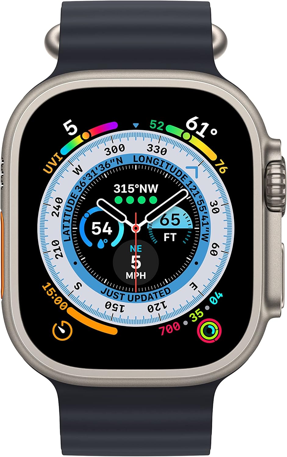 Apple Watch Ultra [GPS + Cellular 49mm] Titanium Case with Midnight Ocean Band, One Size (Renewed Premium) - Authentic Apple Products.