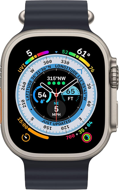 Apple Watch Ultra [GPS + Cellular 49mm] Titanium Case with Midnight Ocean Band, One Size (Renewed Premium) - Authentic Apple Products.