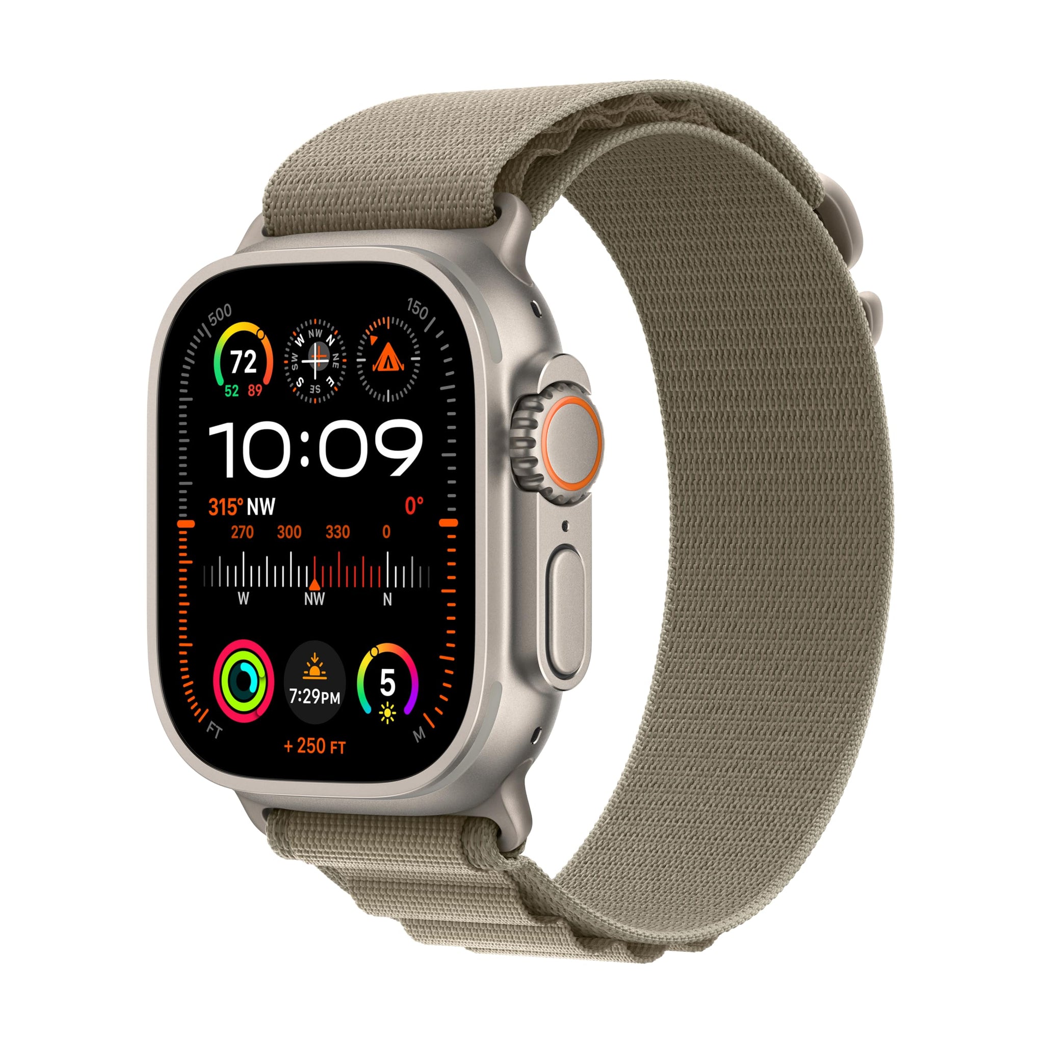 Apple Watch Ultra 2 [GPS + Cellular 49mm] Smartwatch with Rugged Titanium Case & Green/Grey Trail Loop S/M. Fitness Tracker, Precision GPS, Action Button, Extra-Long Battery Life
