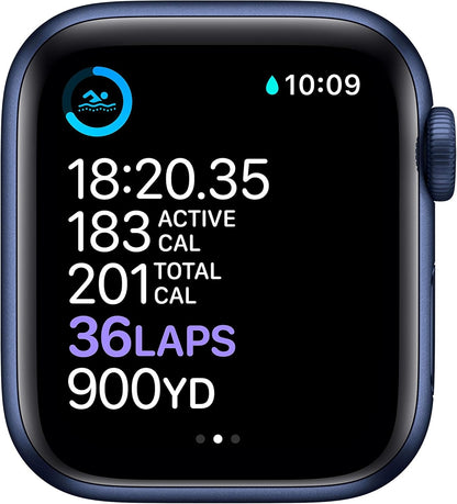 Apple Watch Series 6 (GPS, 40mm) - Blue Aluminum Case with Deep Navy Sport Band (Renewed) - Authentic Apple Products.