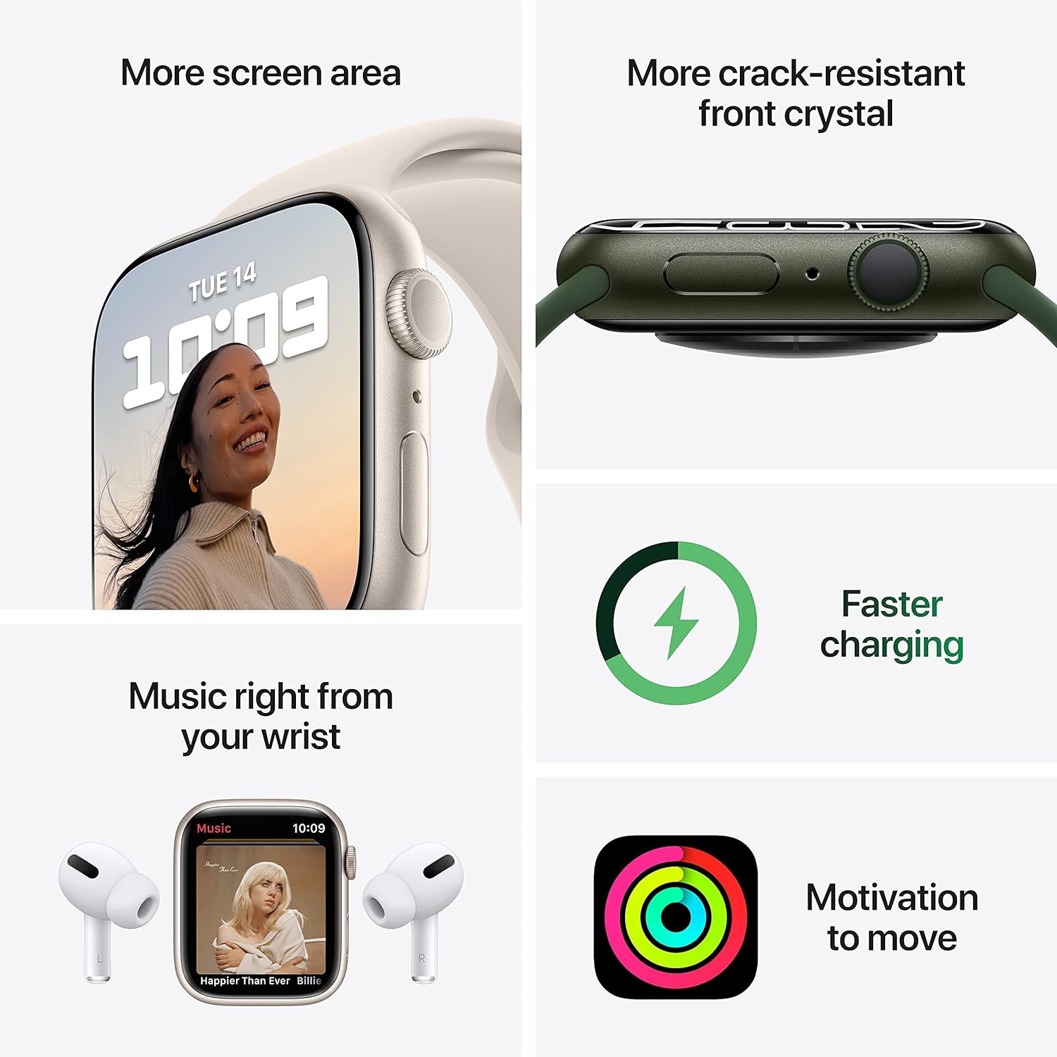 Apple Watch Series 7 (GPS, 41mm) Midnight Aluminum Case with Midnight Sport Band, Regular (Renewed) - Authentic Apple Products.