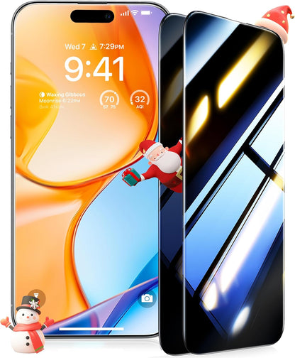 UltraGlass 9H+ Glass for iPhone 15 Pro Max Privacy Screen Protector [Invisible Privacy Armor] Screen Protector 15 Pro Max Tempered [Full Coverage & Longest Durable] 15 Pro Max, 2 Pack