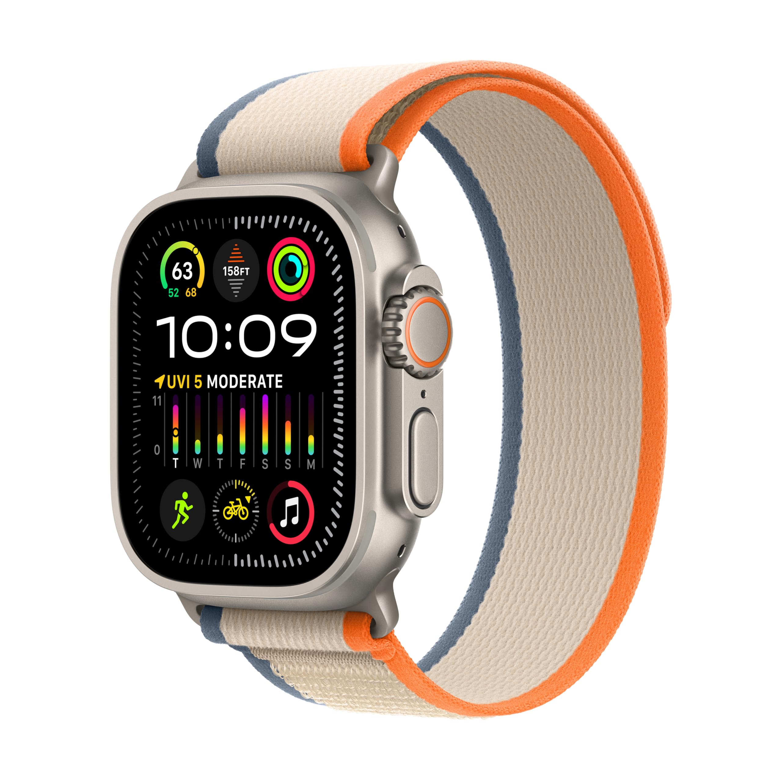 Apple Watch Ultra 2 [GPS + Cellular 49mm] Smartwatch with Rugged Titanium Case & Green/Grey Trail Loop S/M. Fitness Tracker, Precision GPS, Action Button, Extra-Long Battery Life