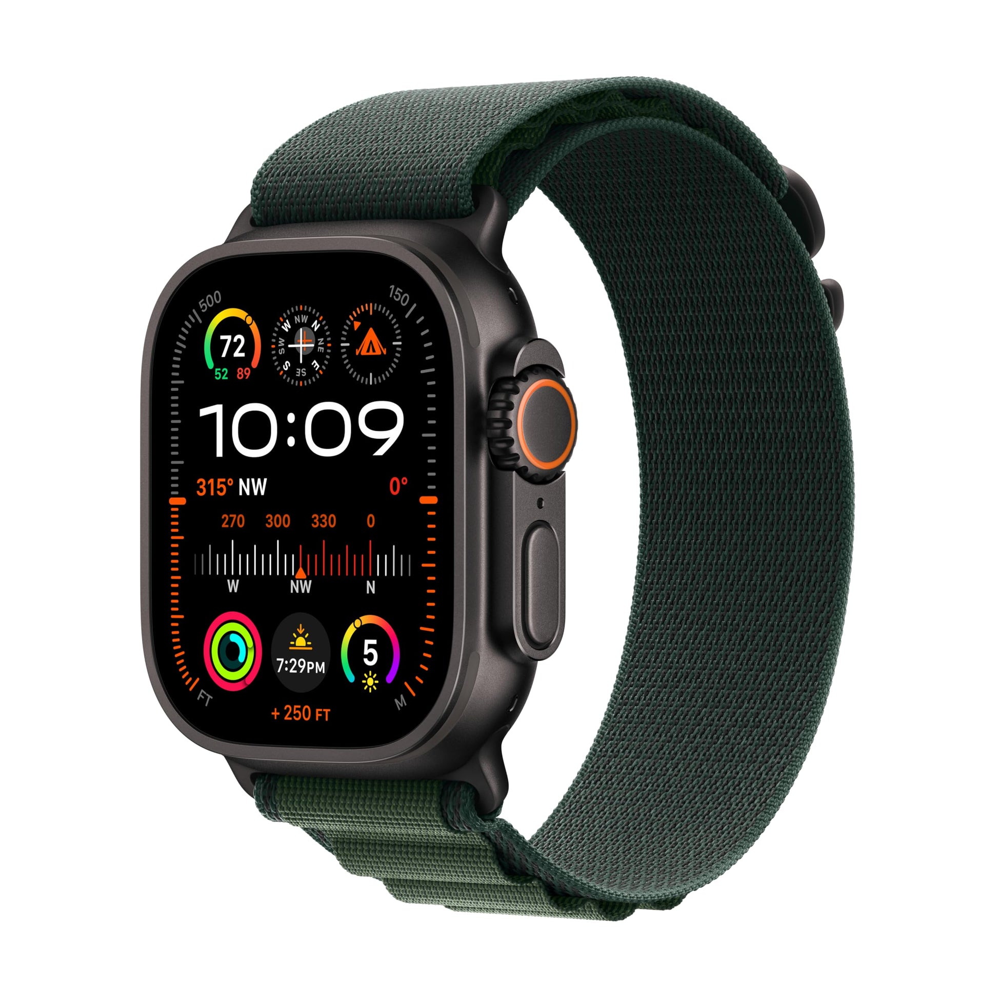Apple Watch Ultra 2 [GPS + Cellular 49mm] Smartwatch with Rugged Titanium Case & Green/Grey Trail Loop S/M. Fitness Tracker, Precision GPS, Action Button, Extra-Long Battery Life