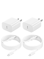 iPad Charger Fast Charging 2-Pack Apple Certified Fast Wall Charger Block with 6.6FT USB C to Lightning Cable - Authentic Apple Products.