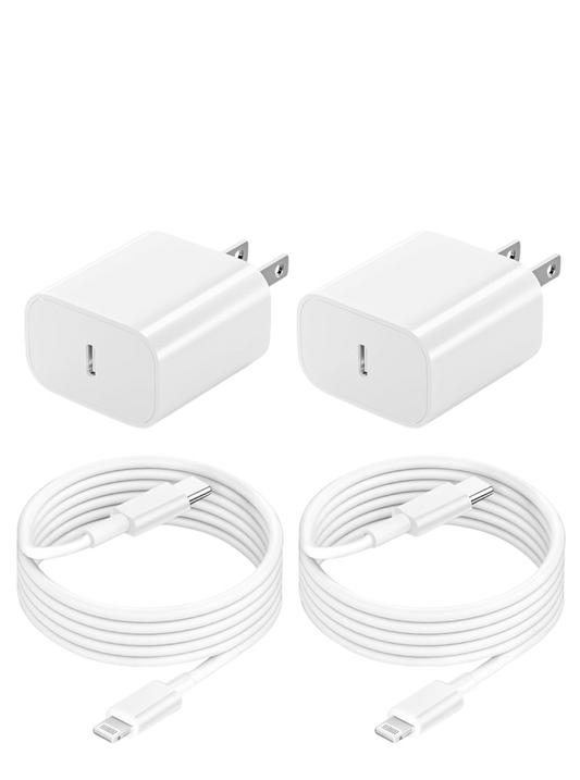 iPad Charger Fast Charging 2-Pack Apple Certified Fast Wall Charger Block with 6.6FT USB C to Lightning Cable - Authentic Apple Products.